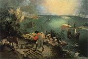 BRUEGEL, Pieter the Elder landscape with the fall of lcarus Germany oil painting artist